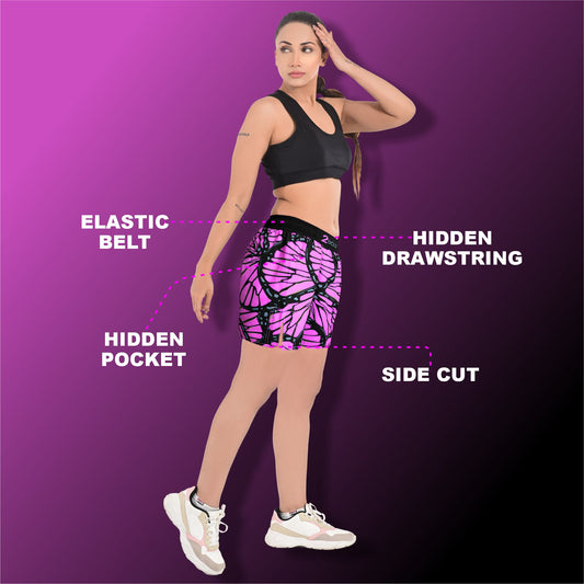 2BOLD Butterfly Pink Athletic Shorts Women