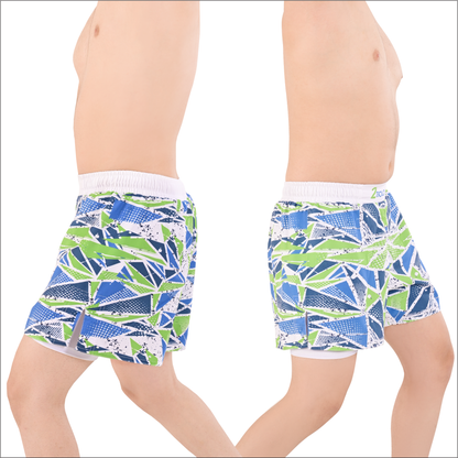 2BOLD Men’s Green White 2-in-1 Hybrid Training Shorts with Compression Liner & Phone Pockets –MMA, BJJ, Gym & Running Shorts