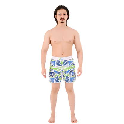 2BOLD Men’s Green White 2-in-1 Hybrid Training Shorts with Compression Liner & Phone Pockets –MMA, BJJ, Gym & Running Shorts