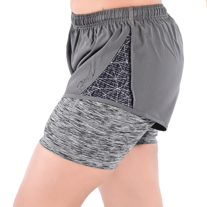 2Bold Gray Women’s 2-in-1 Running & MMA Training Shorts – Compression Liner With Phone Pockets