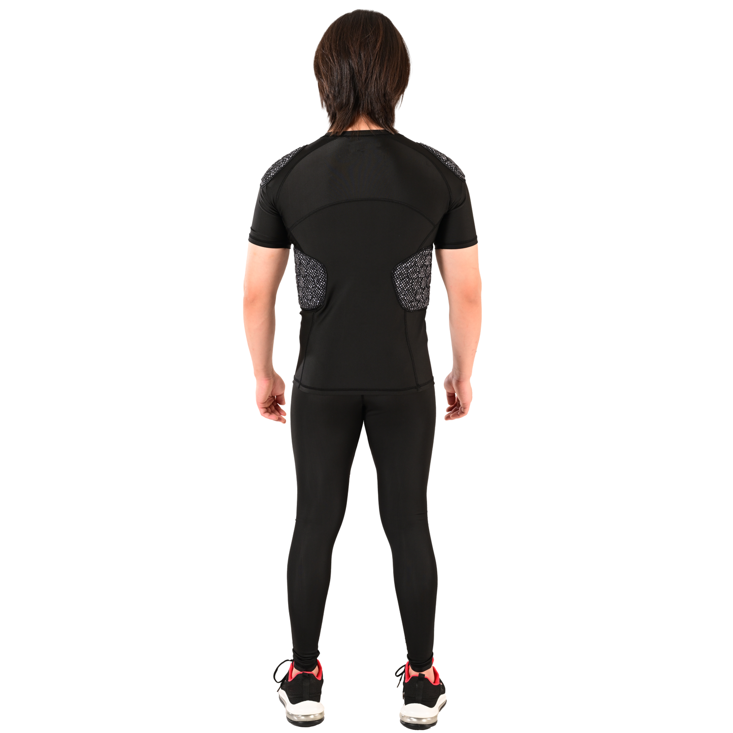 Adult Grey Black Combat Sports Padded Compression Shirt for Football, Basketball, Lacrosse – Chest & Rib Protector for Combat Sports