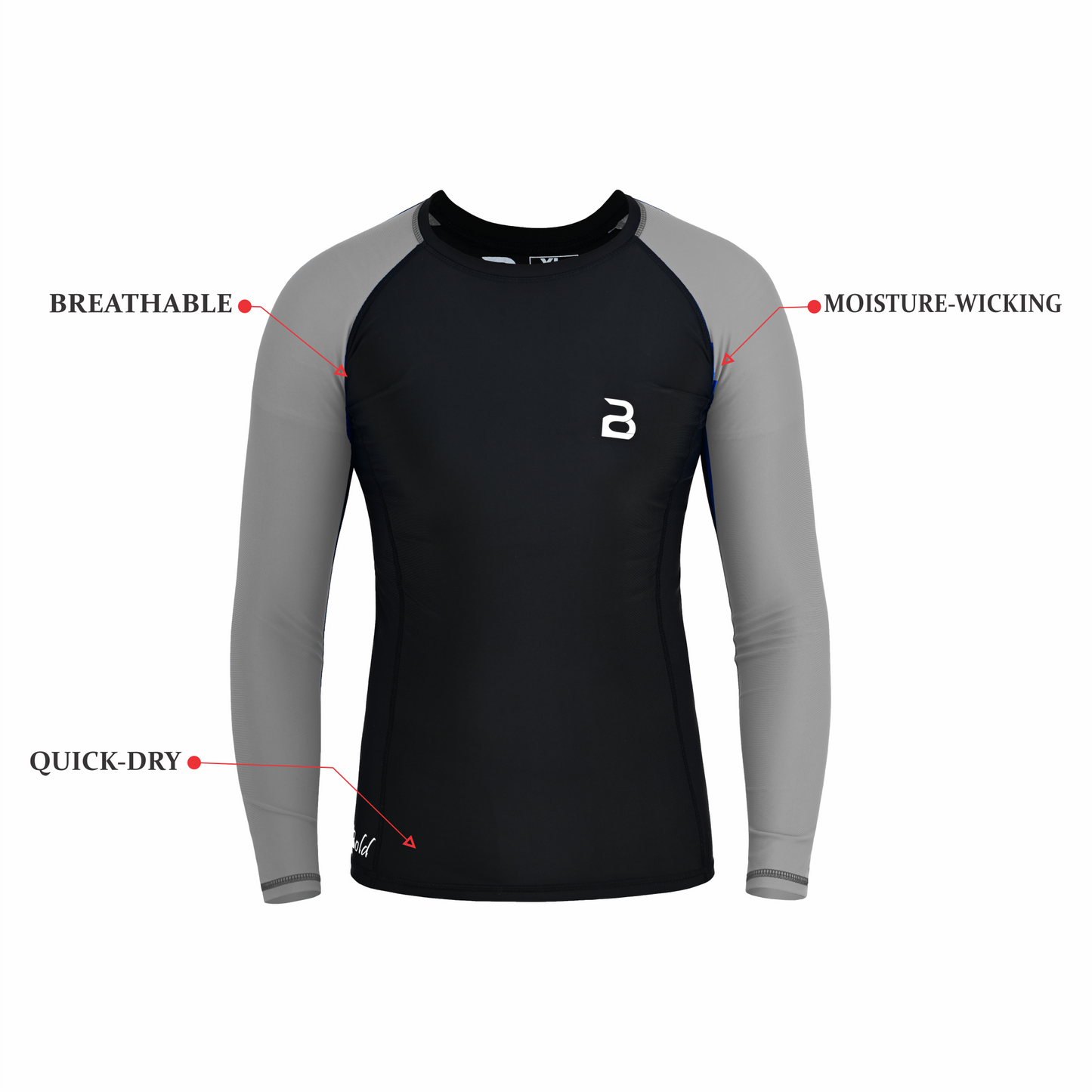 2Bold Black-Grey Kids MMA Rash Guard