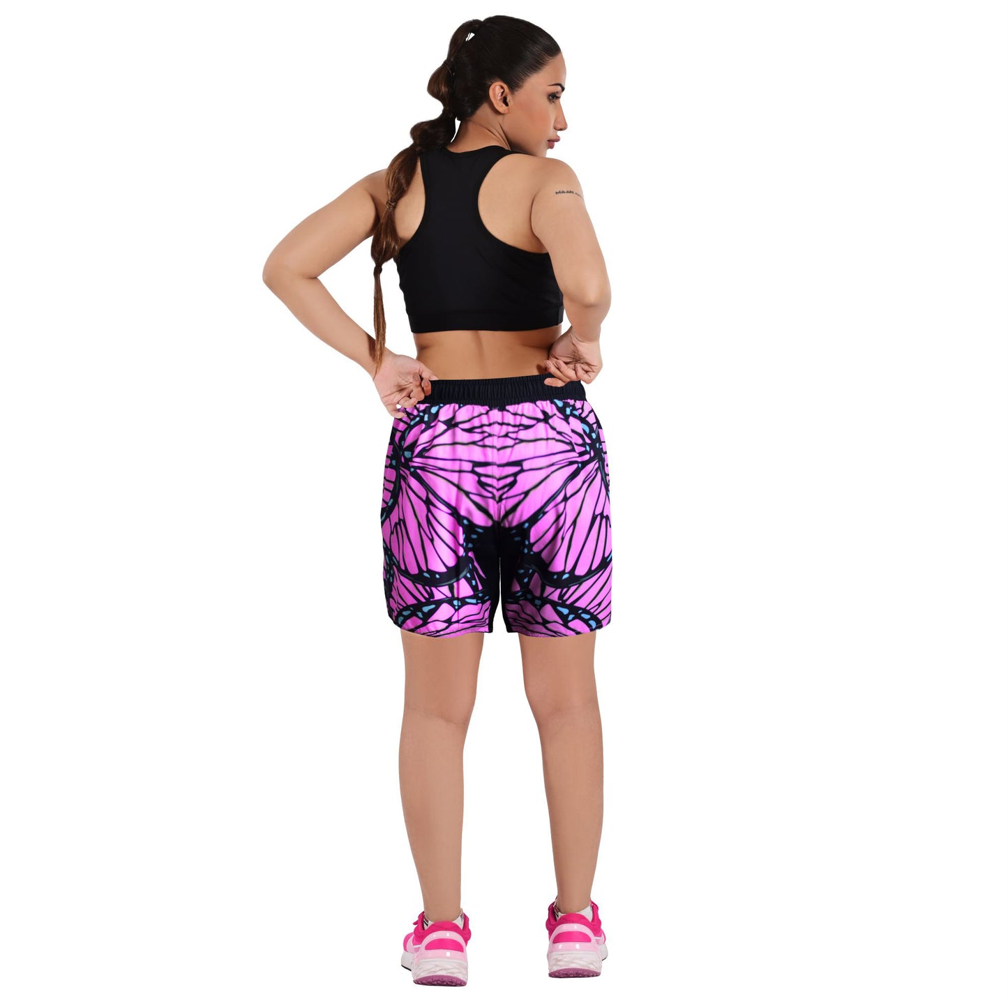 2BOLD Butterfly Pink Athletic Shorts Women