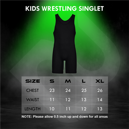 Youth Black Wrestling Singlet for Kids – BJJ, MMA, Grappling, No-Gi Compression Suit