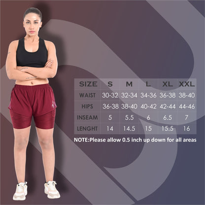 2Bold Black Women’s 2-in-1 Running & MMA Training Shorts – Compression Liner With Phone Pockets