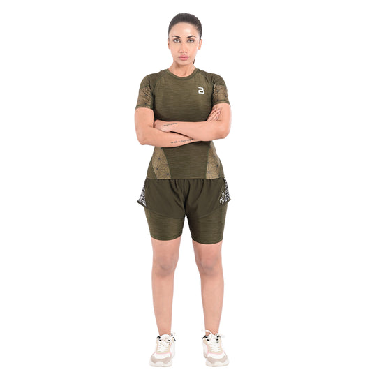 2Bold Green Women’s MMA Rash Guard and Shorts Set – BJJ, No-Gi, Grappling, Jiu-Jitsu, Muay Thai, Training & Workout Gear