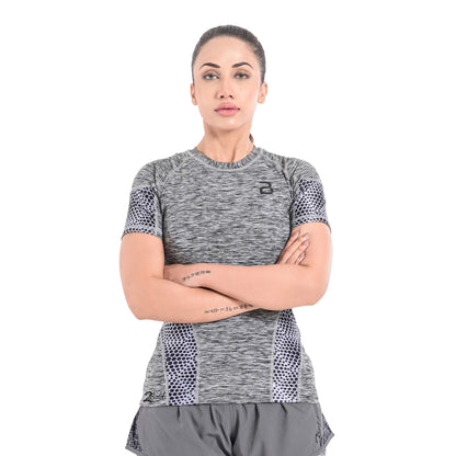 2Bold Grey Women’s Rash Guard –Long Sleeve Compression Shirt for MMA, BJJ, Yoga, Surf, Running & Gym Training Women Half sleeve Rash guard