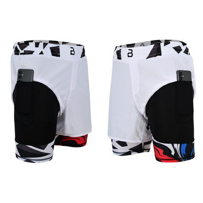 2BOLD Men’s White Compression Lined Workout Shorts – MMA, Gym, Running