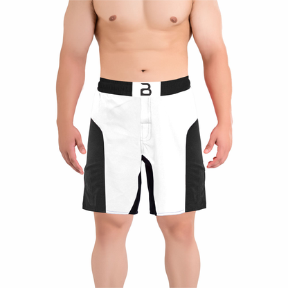 MMA White\Black Grappling Shorts –BJJ, Jiu Jitsu, Muay Thai, Training Fight Shorts for Men