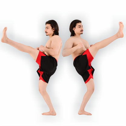 2BOLD Men’s Red Black Compression Lined Workout Shorts – MMA, Gym, Running