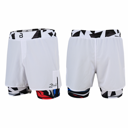 2BOLD Men’s White Compression Lined Workout Shorts – MMA, Gym, Running