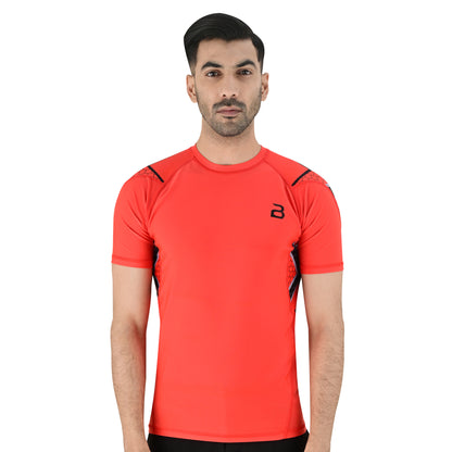 2BOLD Men’s Orange Half sleeve  BJJ Rash Guard – Compression Shirt for MMA, No-Gi, Jiu-Jitsu