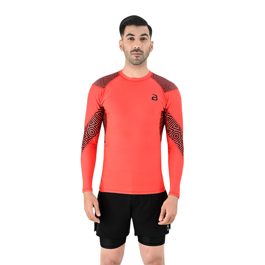 2Bold Men’s Orange BJJ Rash Guard and MMA Shorts Set – Jiu Jitsu, Grappling, Kickboxing Training Gear