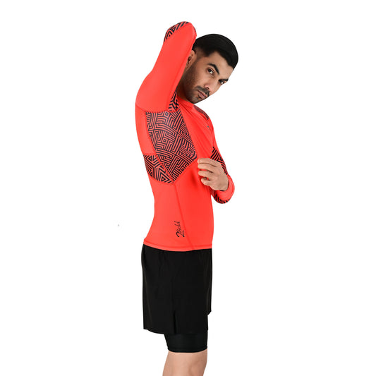 2Bold Men’s Orange BJJ Rash Guard and MMA Shorts Set – Jiu Jitsu, Grappling, Kickboxing Training Gear