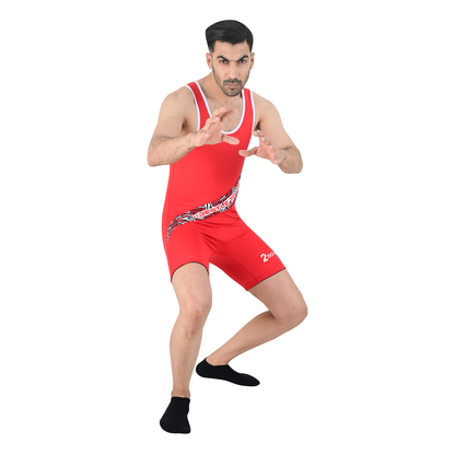 2Bold Red Wrestling Singlet for Men – BJJ, MMA, No-Gi, Grappling Compression Suit