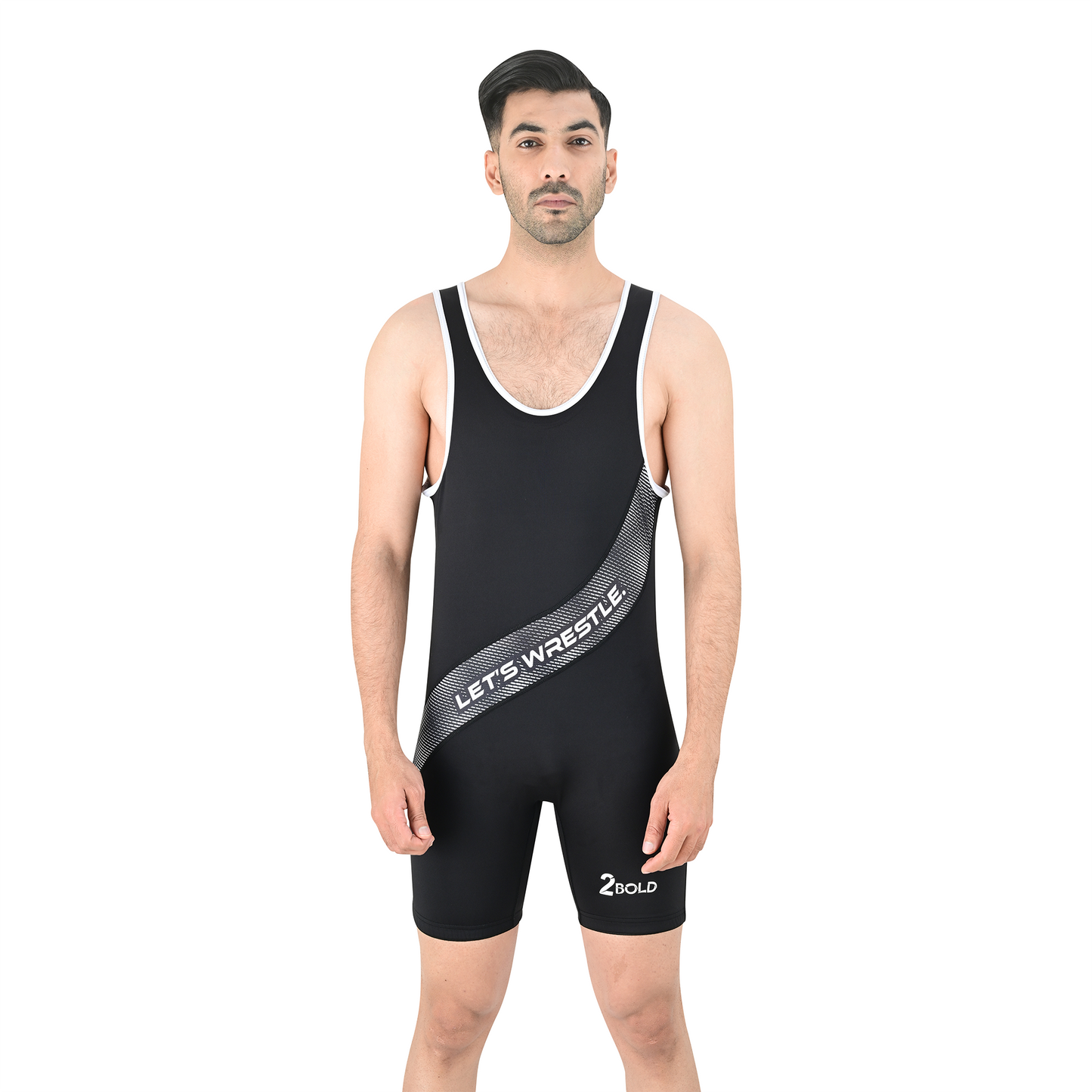 2Bold Black Wrestling Mens Singlet – BJJ, MMA, No-Gi, Grappling Compression Suit