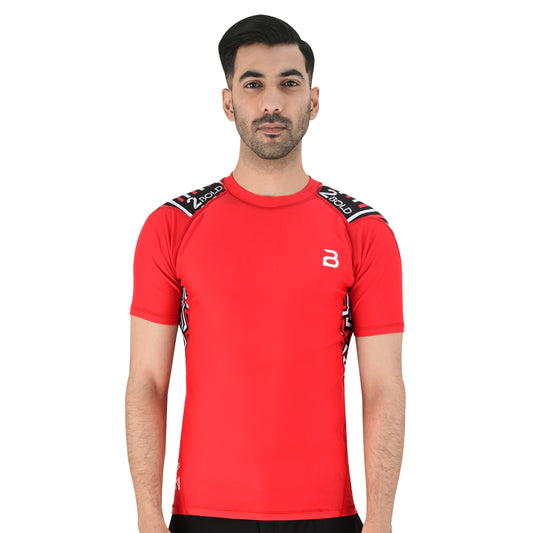 2BOLD Red Jiu Jitsu Rash Guards – Short Sleeve Mens Rash Guard
