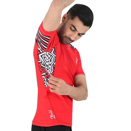 2BOLD Red Jiu Jitsu Rash Guards – Short Sleeve Mens Rash Guard
