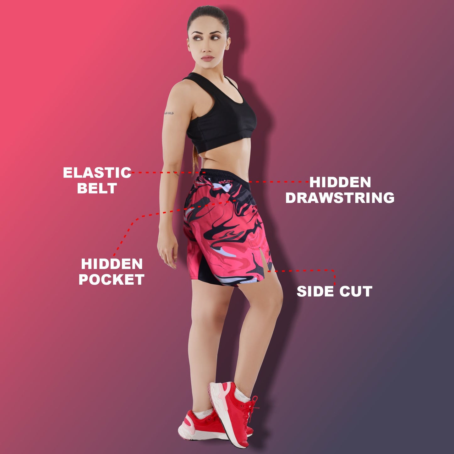 2BOLD Red Storm Women Shorts Boxing Trunks