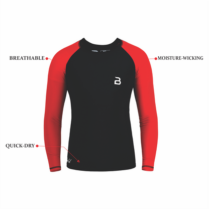 2Bold Black-Red Kids BJJ Rash Guard