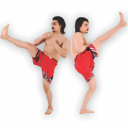2BOLD Men’s Red Compression Lined Workout Shorts – MMA, Gym, Running