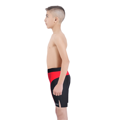 Youth Mma Red\Black Shorts – Kids BJJ No-Gi Fight Shorts for Training & Competition