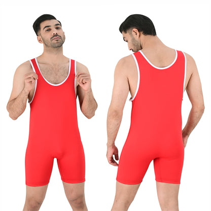 2Bold Red Wrestling Singlet for Men – BJJ, MMA, No-Gi, Grappling Compression Suit