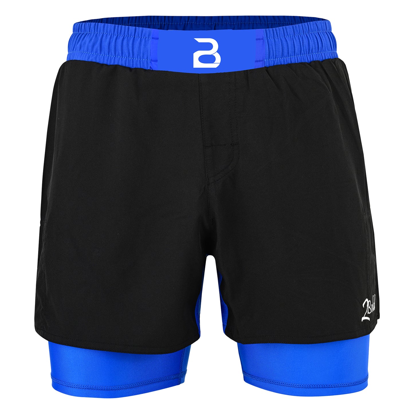 2BOLD Youth Blue Black Hybrid Athletic Shorts | Compression Lined Boys Sports Shorts