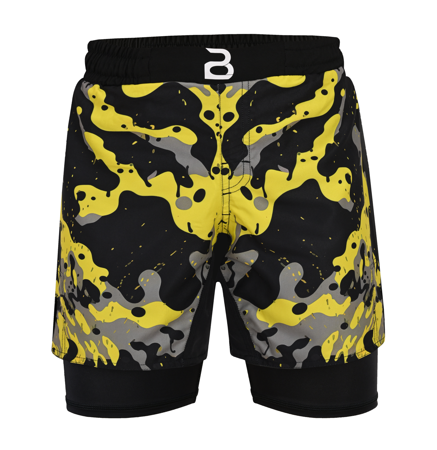 2BOLD Kids Yellow-Black 2-in-1 Hybrid Shorts – Bold Style, Superior Comfort & Pro-Level Performance