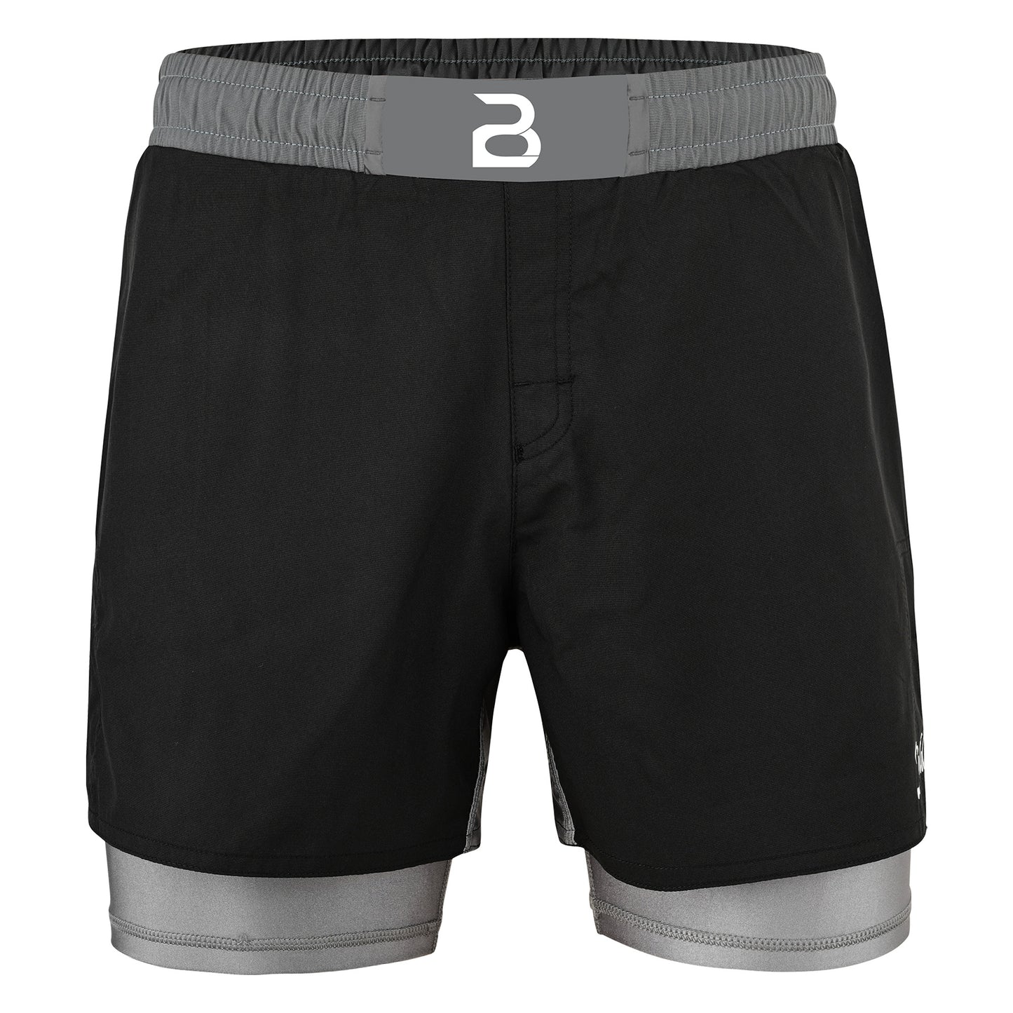 2BOLD Youth Grey Black Hybrid Athletic Shorts | Compression Lined Boys Sports Shorts