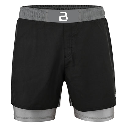 2BOLD Youth Grey Black Hybrid Athletic Shorts | Compression Lined Boys Sports Shorts