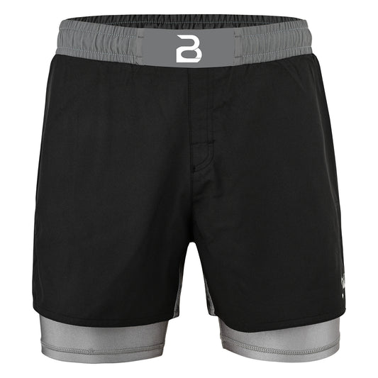 2BOLD Youth Grey Black Hybrid Athletic Shorts | Compression Lined Boys Sports Shorts
