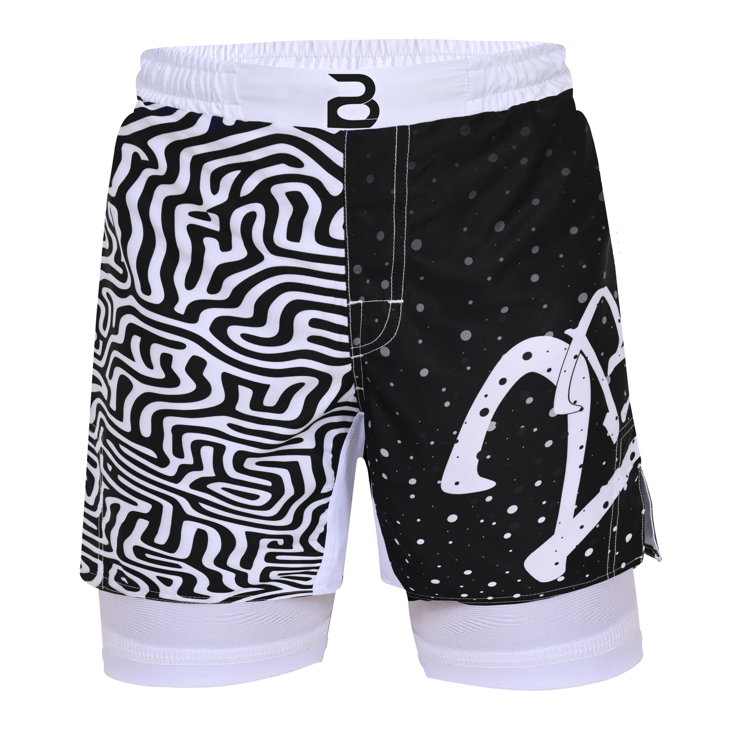 2BOLD Kids White-Black 2-in-1 Hybrid Shorts – Performance, Precision & Everyday Comfort