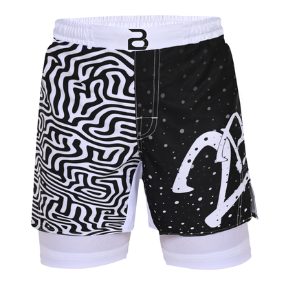 2BOLD Kids White-Black 2-in-1 Hybrid Shorts – Performance, Precision & Everyday Comfort
