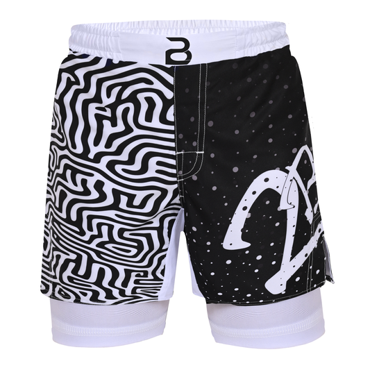 2BOLD Kids White-Black 2-in-1 Hybrid Shorts – Performance, Precision & Everyday Comfort