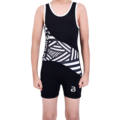 Youth Black Wrestling Singlet for Kids – BJJ, MMA, Grappling, No-Gi Compression Suit