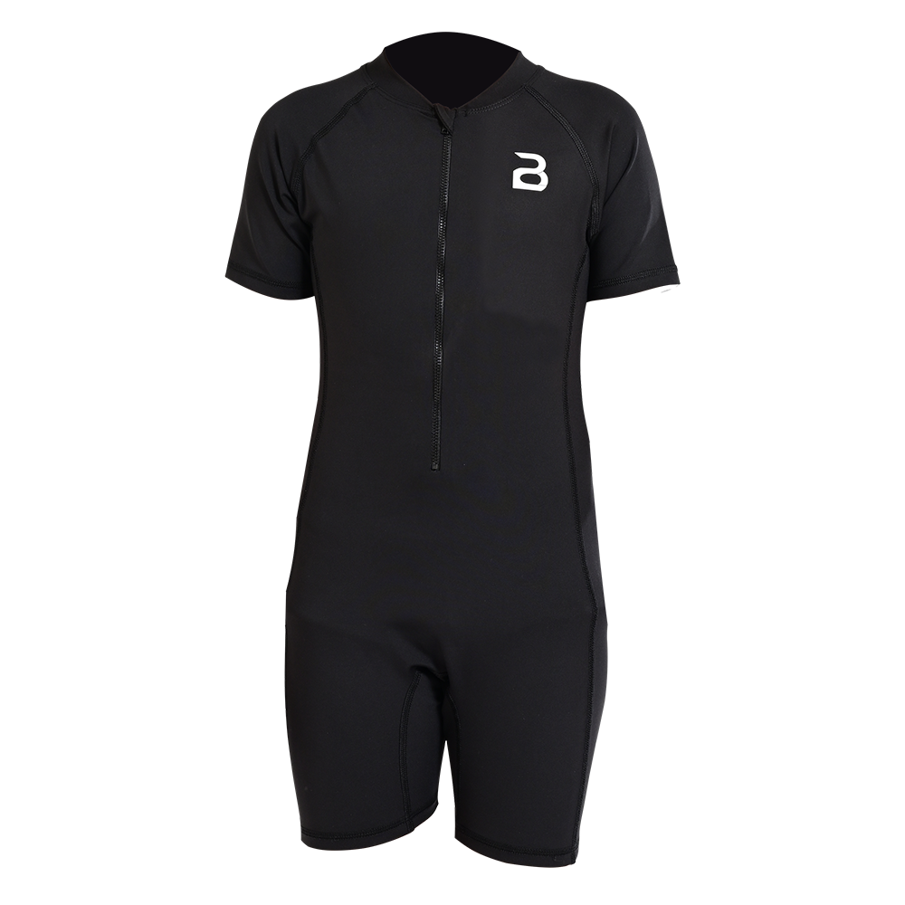 2Bold Black Kids Swim Suit with Zipper – Quick-Dry UV Swim Shirt for Boys & Girls