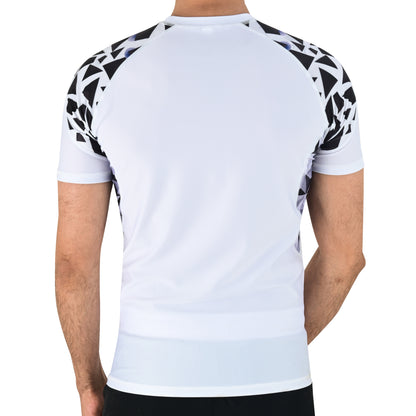 2BOLD Men’s White BJJ Short Sleeve Spandex Rash Guard | Swim & Training Shirt