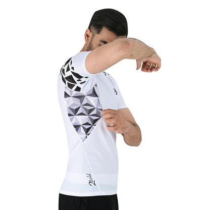 2BOLD Men’s White BJJ Short Sleeve Spandex Rash Guard | Swim & Training Shirt