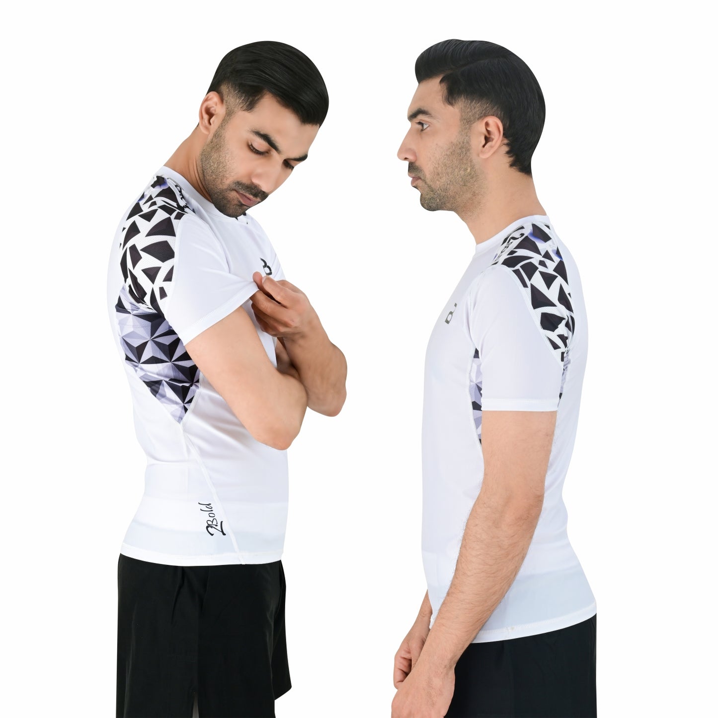2BOLD Men’s White BJJ Short Sleeve Spandex Rash Guard | Swim & Training Shirt