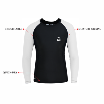 2Bold Black-White Kids Grappling Rash Guard