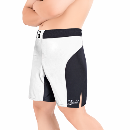 MMA White\Black Grappling Shorts –BJJ, Jiu Jitsu, Muay Thai, Training Fight Shorts for Men