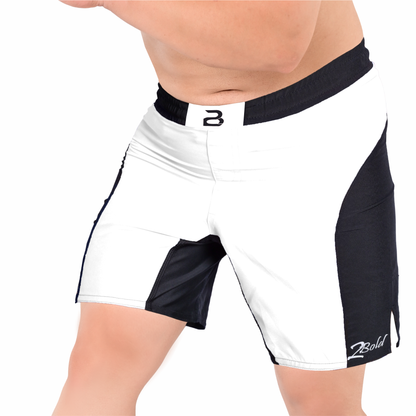 MMA White\Black Grappling Shorts –BJJ, Jiu Jitsu, Muay Thai, Training Fight Shorts for Men