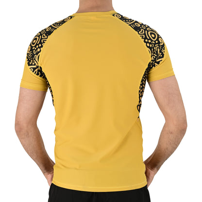 2BOLD Yellow BJJ Rash Guard for Men – Half Sleeve Training Shirt