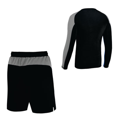Kids BJJ Black-Grey Rash Guard and MMA Shorts Set