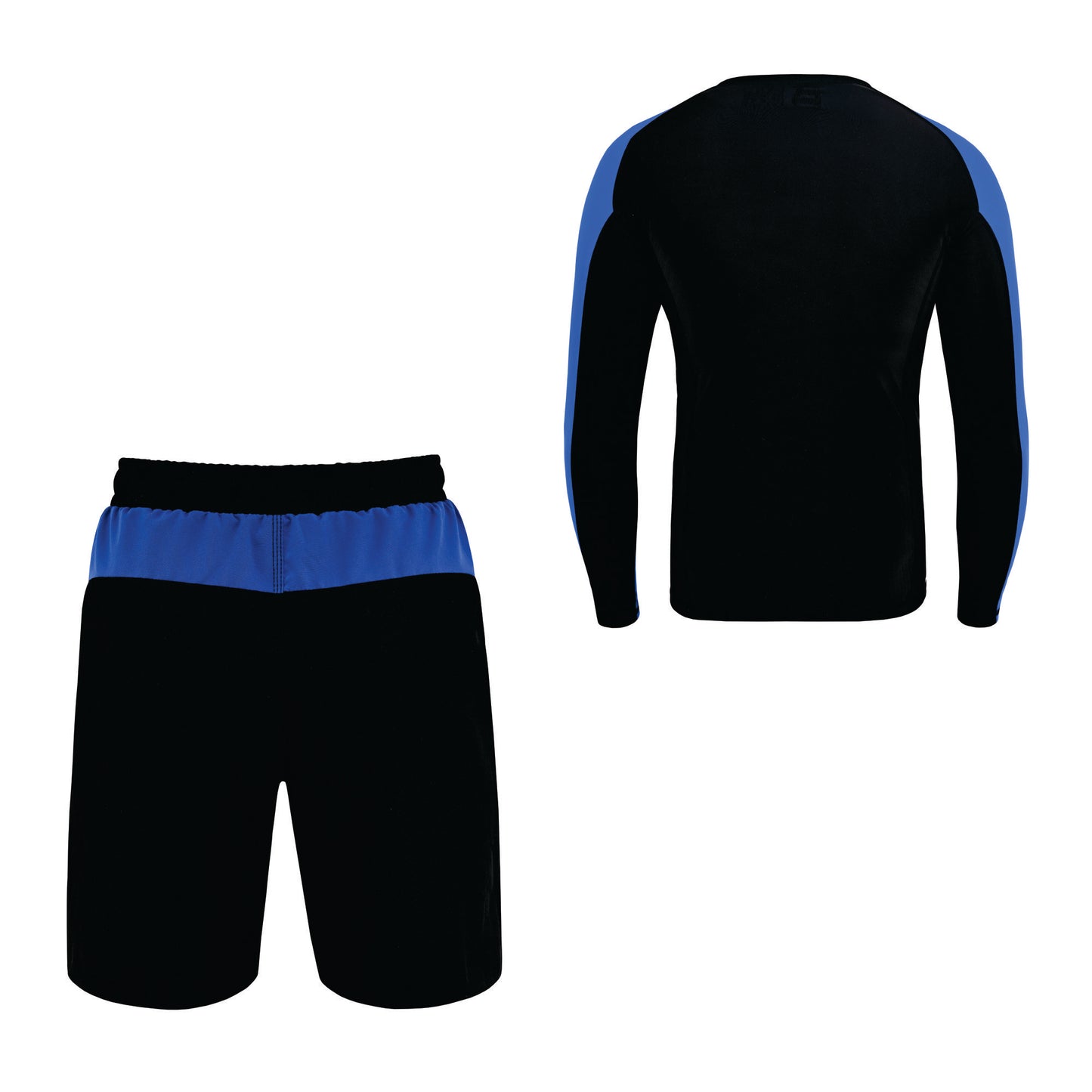 Kids BJJ Black-Blue Rash Guard and MMA Shorts Set – Youth No-Gi Jiu Jitsu, Grappling, Training Gear