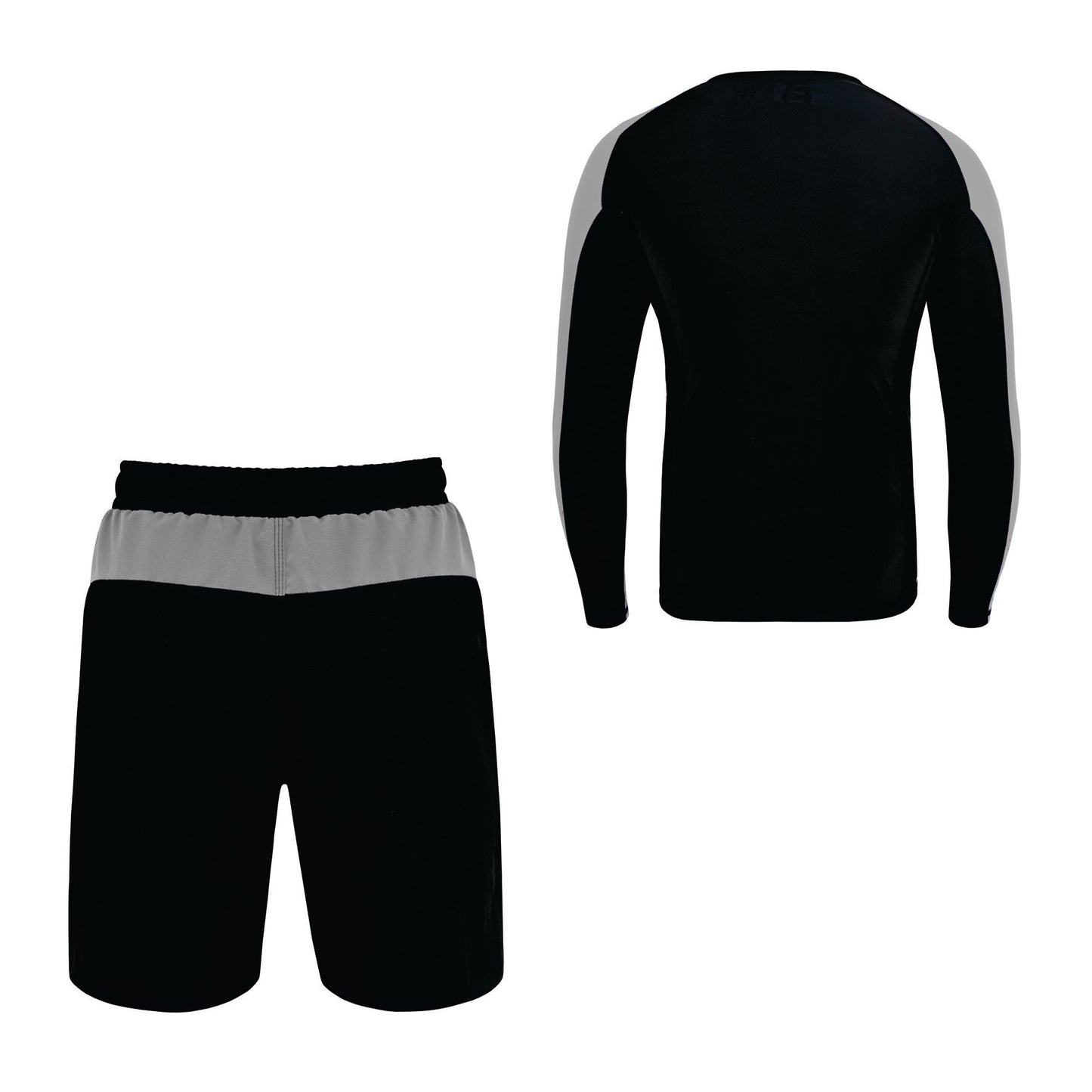 Kids BJJ Black-Grey Rash Guard and MMA Shorts Set
