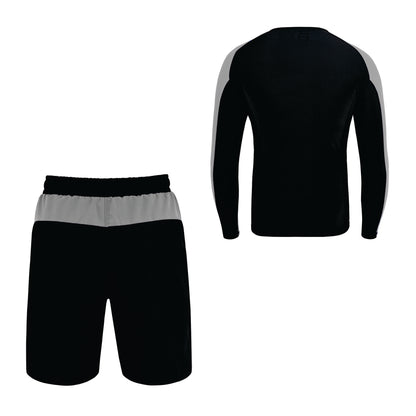 Kids BJJ Black-Grey Rash Guard and MMA Shorts Set