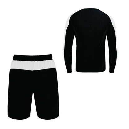 2BOLD Black-White Compression Rash Guard Shirt for Kids, Jiu Jitsu No Gi MMA Shorts Wrestling Workout Gym Set