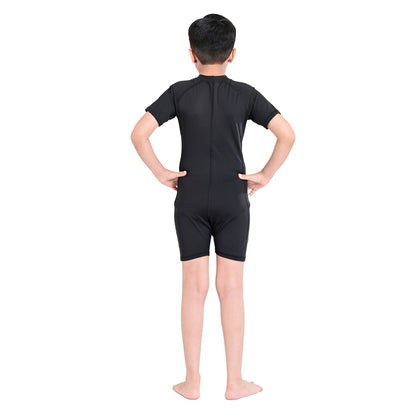 2Bold Black Kids Swim Suit with Zipper – Quick-Dry UV Swim Shirt for Boys & Girls